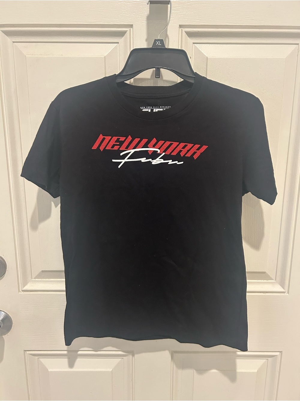 FUBU Black Tee with Red "New York" and White Script